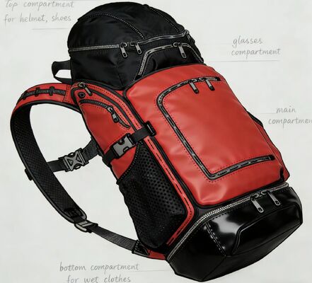 メッシュバックパネル 運動会や旅行用の防水ポリエステルと反射ストライプのアウトドアスポーツバッグ