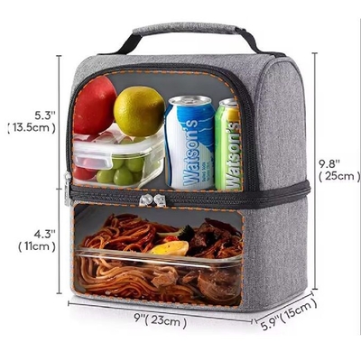 オーダーメイド 防水 オックスフォード トート 隔熱 冷蔵 バッグ ダブルデッキ アルミ製 弁当 バッグ